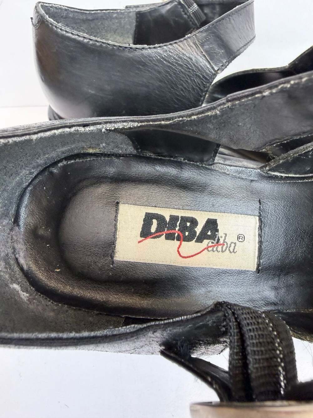 Diba Black Leather Fisherman Chunky Heel Mary Jane Sandals Size 9 - Picture 4 of 7